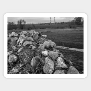 Ancient stone wall in historical Roman camp in rural Norfolk, UK Sticker